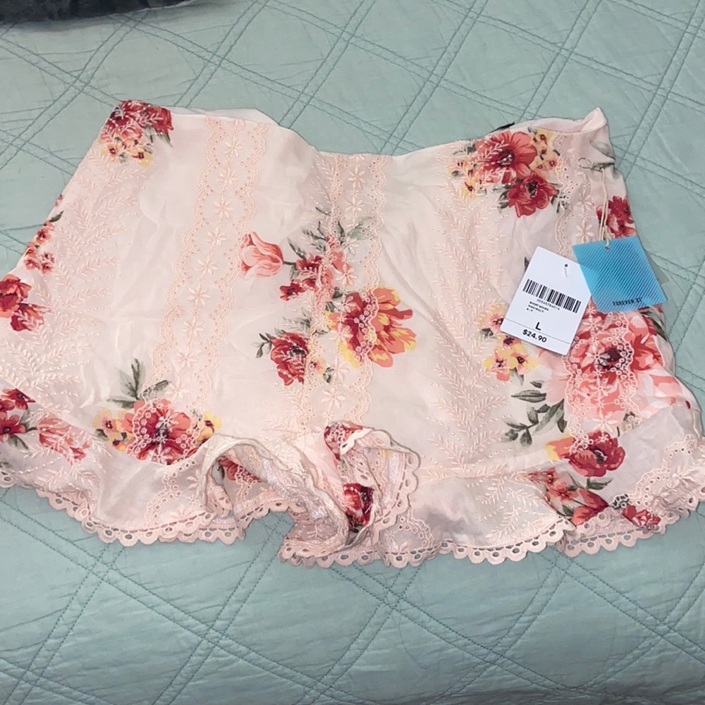 Pink flowery shorts